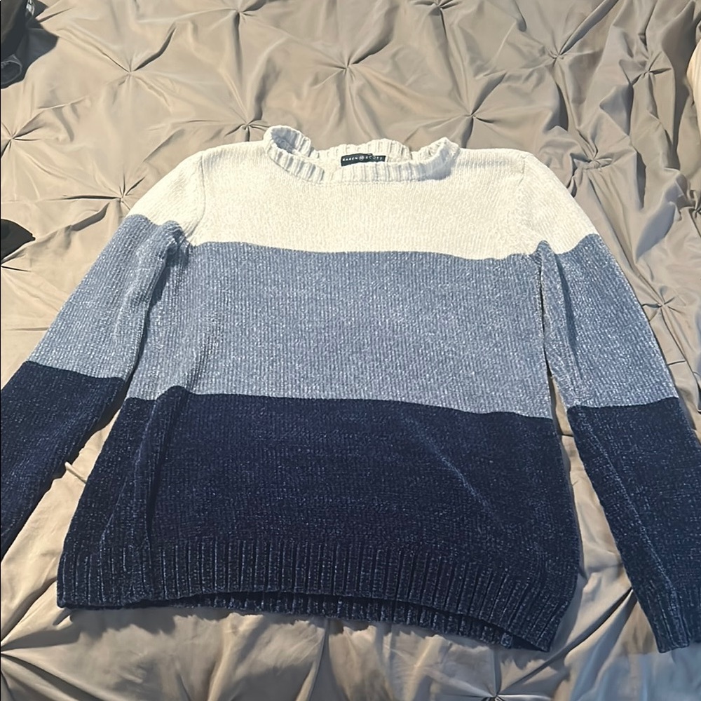 Colorblock Sweater - Blue and White